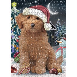 Have a Holly Jolly Christmas Goldendoodle Dog Jigsaw Puzzle for Adults - Animal Printed Interlocking Puzzle Game Artwork - Gift for Dog Lover's- 500 Pcs 14"x20", PZLE58775