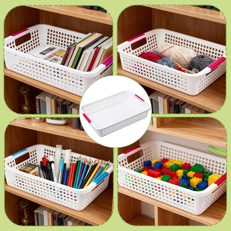 Xvvirnt 8 Pack Classroom Storage Baskets,Paper Trays for Classroom, Plastic