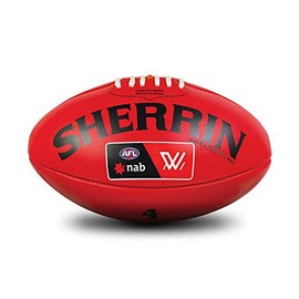 Sherrin AFLW Replica Training Leather Football, Red, Size 4