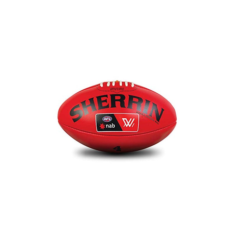 Sherrin AFLW Replica Training Leather Football, Red, Size 4