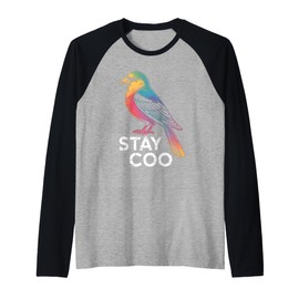 Funny Stay Coo Pigeon Sunglasses Sarcastic Women Men Gag Raglan Baseball Tee