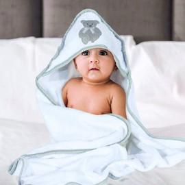 Baby Hooded Bath Towel For kids and New Babies Soft Thick Abosrbent Towel With Hood For New Born Essentials, White - 75 x 78 cm