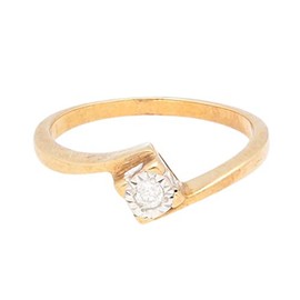 9Carat Yellow Gold 0.05ct Diamond Illusion Set Crossover Solitaire Ring (Size M)