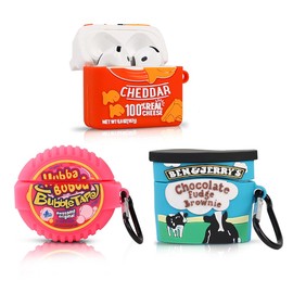 (3Pack) Suublg Case for AirPods 4 Wireless Earbuds (2024) with Carabiner, Silicone Charging Protective Cover with Cartoon Skin Design for AirPods 4th Generation Headphones (GFH+BUB+Ben)