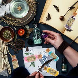 30 Bottles Natural Crystals and Healing Stones with Lables, Mini Gemstone Set for Witchcraft Supplies, Wiccan Rituals, Spell Jars, Witch Healing Crystals for Beginners Set, Wiccan Supply Tool