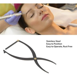 Plantilla de microblading para cejas, acero inoxidable, 3 puntos, posicionamiento, relación dorada, herramienta de medición simétrica, regla de cejas (negro)