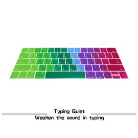 HRH Korean Language Silicone Keyboard Cover for MacBook Pro with Touch Bar 13 Inch and 15 Inch (A2159/A1989/A1706,A1990/A1707) 2019 2018 2016 2017 Release USA Version,Ombre Rainbow
