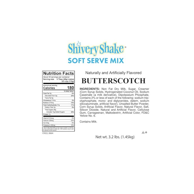 Shivery Shake Butterscotch Soft Serve Ice Cream Mix