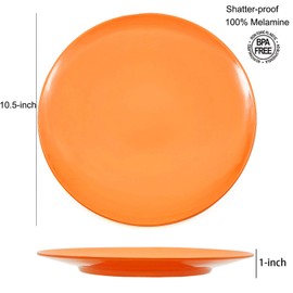 Melamine Plates, 10.5-inch Dinner Plates set of 6 Multicolor, 100% Melamine Dishwasher Safe BPA Free