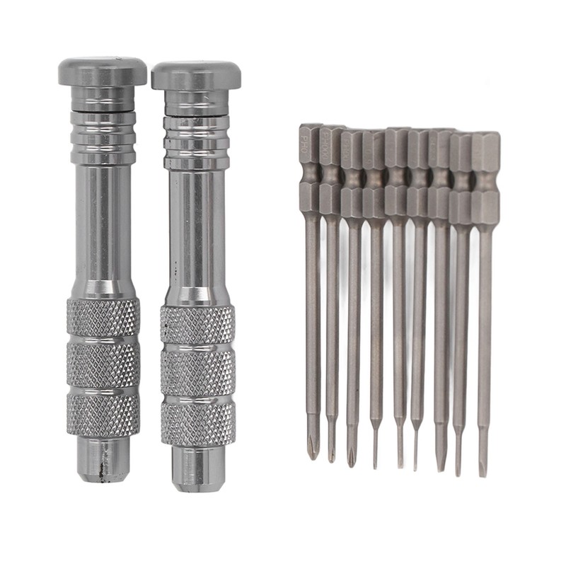 Steel Slotted Screwdriver Set with 9 Bits 2 Handles Hand