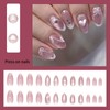 Hkanlre Almond Fake Nails Tips Shiny French Press on Nails