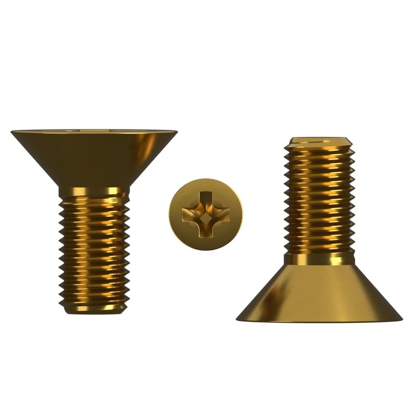M4 (4mm x 10mm) Brass Phillips Countersunk Machine Screws Metric