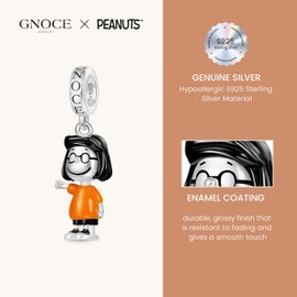 GNOCE Peanuts Standing Snoopy Pendant 925 Sterling Silver Beads Charms for Women and Girls Jewellery Gift for Fans, Silver, Cubic Zirconia