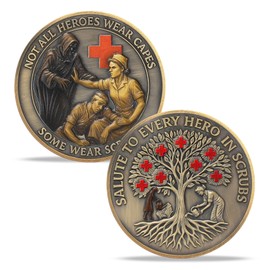 ASmileIndeep Healthcare Worker Challenge Coin - Medical Hero Coin - Red Cross Guardian Tree Nurse Coin - Thank You Tribute Medallion Medical Appreciation Gift for Frontline Workers