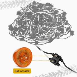Partsam Double Male Bullet Plugs 2 Prong Continuous Wire Harness Roll for Side Clearance Marker Light,150 Male Plugs, 6" Lead Between Plugs