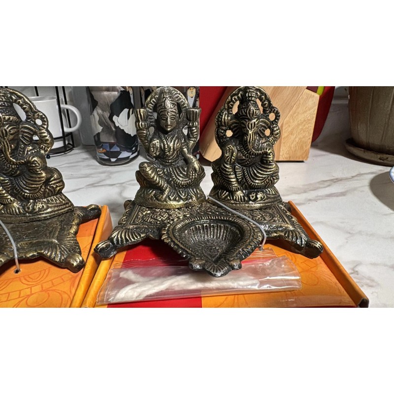 Diwali Diya Oil Lamps Brass Puja Pooja Lakshmi Ganesh Idol