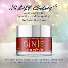 SNS Healthy Natural Nails SNS Nail Dip Powder Colors - Gelous Dipping Powder Negril (Red, Orange Glitter) - Long-Lasting, Low-Odor for Healthier Nails - 0.5 oz
