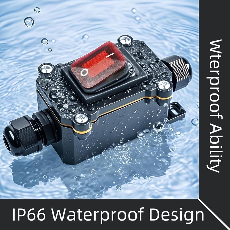 Feloako Waterproof Inline Cord Switch DPST 12V-24V/110V-250V| AC/DC Rocker Switch|