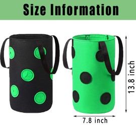 Miewslan 3 Pieces Upside Down Tomato Planter, 3 Gallons Grow Bags Hanging Strawberry Planter Strawberry Tomato Potato Vegetable Planting Bag with 13 Holes(Red+Green+Black)