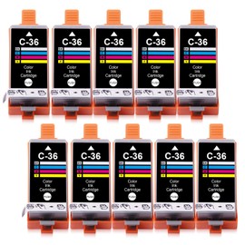 Yongairuink CLI-36 Tri-Colour Ink Cartridges Replacement for CAN PGI 35 CLI 36 PGI35 CLI36 for CAN IP100 IP110 IP110WB IP100WB Mini260 Mini320 TR150 TR160 (10 Pack CL36)