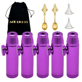 AGD LIGHTS Metal Snuff Balls, 5 Pieces, Flat Leak-Proof Bottle, Portable Spice Powder Container, Snuffer Collector with Mini Funnel Spoon (Lia)