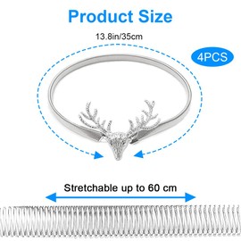 NIAWECAN 4 Pack Curtain Tie Backs, Silver Deer Tie Backs for Curtains, Stretchable Metal Spring Curtain Tiebacks, Creative Curtain Holdbacks, Curtain Tiebacks for Home Office Hotel Curtain Decoration