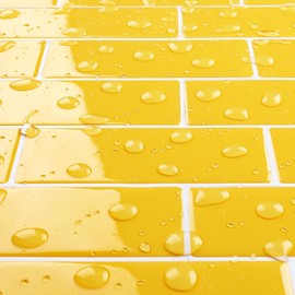 Livelynine Yellow Subway Tile Peel and Stick Backsplash Mustard Yellow Stick on Backsplash Tiles for Kitchen Back Splash Self Adhesive Wall Tiles for Bathroom Waterproof Shower Tile Sticker 4pcs 12x12