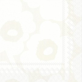 IHR Ideal Home Range Party Napkins Marimekko Disposable 3-Ply Paper Lunch Napkin Pack, 6.5" x 6.5", Unikko (White & Grey), 20-Count