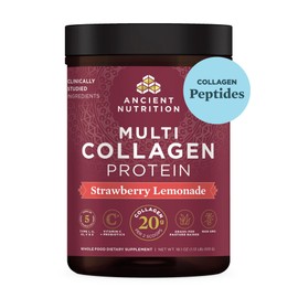 Ancient Nutrition Ancient Nutrition Collagen Peptides Powder, Multi Collagen Protein, Women & Men, Vitamin C, Probiotics, Hydrolyzed Collagen, Supports Skin, Joints, Gut Health, Strawberry Lemonade, 45 Servings