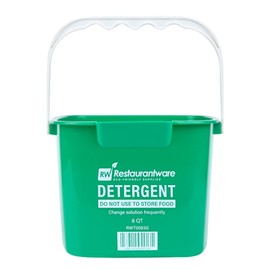Restaurantware RW Clean 8 Quart Cleaning Bucket 1 Detergent Square Bucket - With Measurements Built-In Spout And Handle Green Plastic Utility Bucket For Home Or Commercial Use