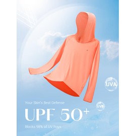 ALLZERO Women's Sun Protection Hoodie UPF 50+ Lightweight Long Sleeve with Back Breathable Mesh for Outdoor Fishing Hiking ORANGEHEATHER-M