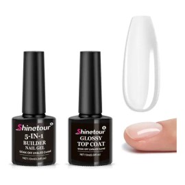 SHINETOUR Kit Base Coat5 En1 Gel Construccion GelTop Coat Gel 10ML 2PCS Semipermanente Gel constructor uñas Gel extensiones uñas GELSEH UVLED Gel     