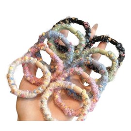 Pack of 10 Elastic Hair Ties, Fluffy Hair Bands for Women & Girls, Colourful Dots