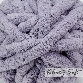 ERLYEEN Chenille Chunky Yarn Super Bulky Soft Thick Fluffy Jumbo Giant Washable Polyester Big Yarn DIY for Arm Knit Blanket Cushion Bed Sofa Home Decor,Grey,2.2LB