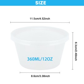 APOMOONS Pack of 24 Plastic Containers with Lids, Reusable Storage Cups for Food, Leak-Proof Storage Containers for Soups, Deli Cups for Food Preparation