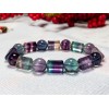 RAYON Top! 3A FLUORITE Sphere & Column bead bracelet for