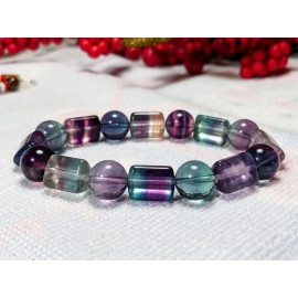 RAYON Top! 3A FLUORITE Sphere & Column bead bracelet for MEN Stretch 12mm - 7", 8"