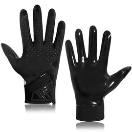 RIGWARL Football Gloves Adult Men, Black Flag Football Receiver Gloves with Super Sticky Grip, Ultra Breathable Durability for Wide Receivers & QBs High Training Game Performance Gifts (Sizes S-XL)