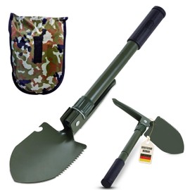 Instinktive-Oase® Multifunctional Folding Shovel German Army Style - Foldable Outdoor Spade with Bag | Survival Spade with Hoe & Saw | Camping Shovel for Hiking, Bushcraft, Garden Equipment