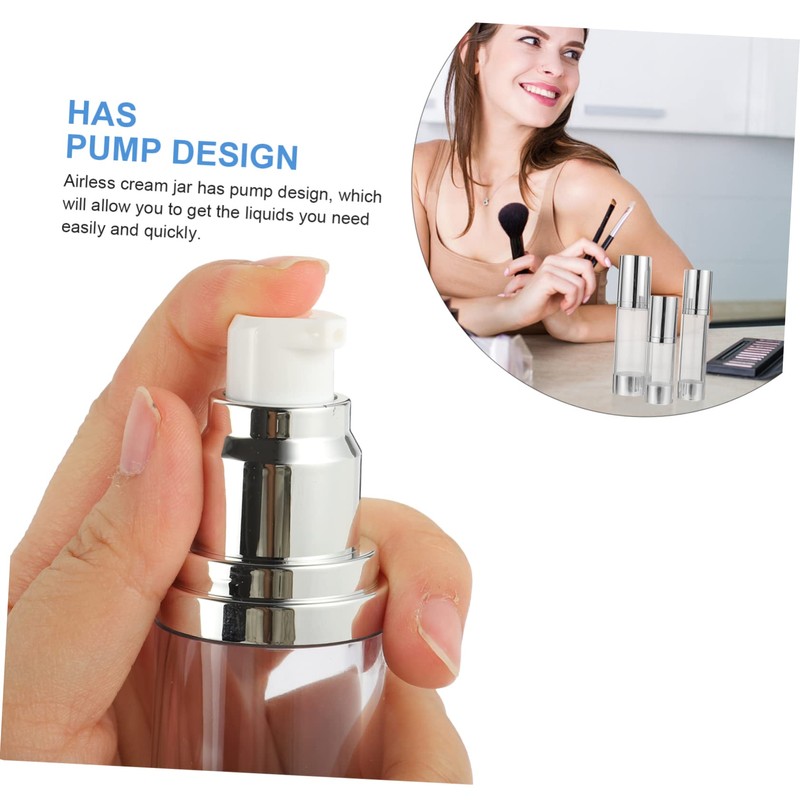 OATIPHO 3Pcs Travel Airless Lotion Pump Bottles Portable Cosmetic Containers