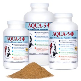 AQUA-5 PLUS+ The New Generation of Lactic Acid Bacteria + Probiotics + Vitamins | Prevention of Diseases in Koi and Ornamental Fish Ponds, Garden Ponds, Aquarium - Contents: 336 g