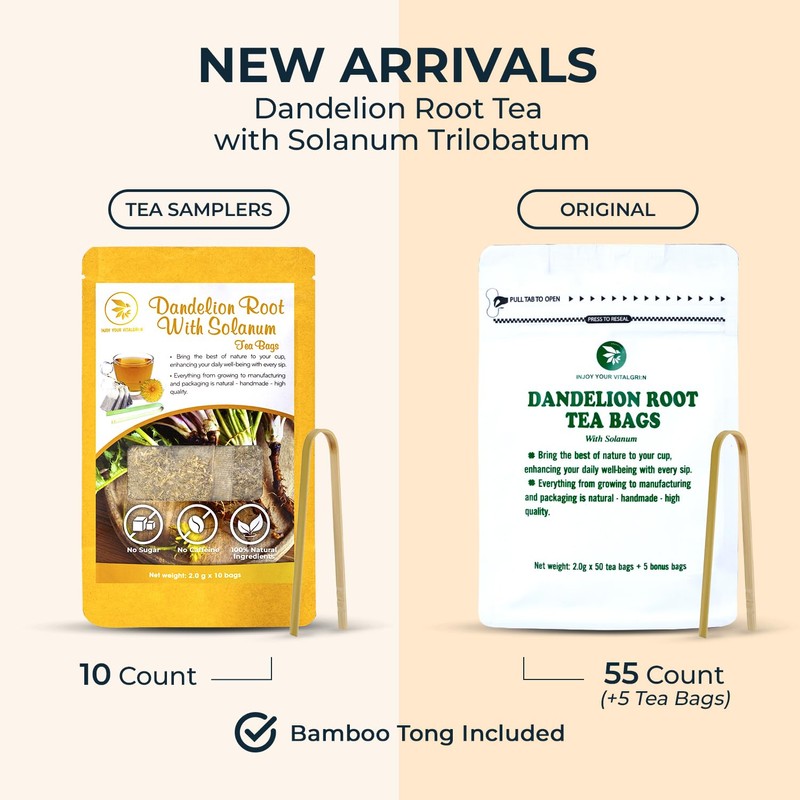 Natural Dandelion Root Tea with Solanum Trilobatum - 55 Count
