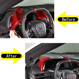 Unbranded Red Carbon Instrument Speedmeter Display Side Frame Trim For Corvette C8 2020-25