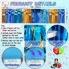 4 Packs Total 39 Ft Parade Floats for Trailer Car, Orange Blue Foil Fringe Garland Tinsel Blue Dog Themed Streamers Hanging Banner Table Skirts for Graduation Homecoming Birthday Dog Themed Party