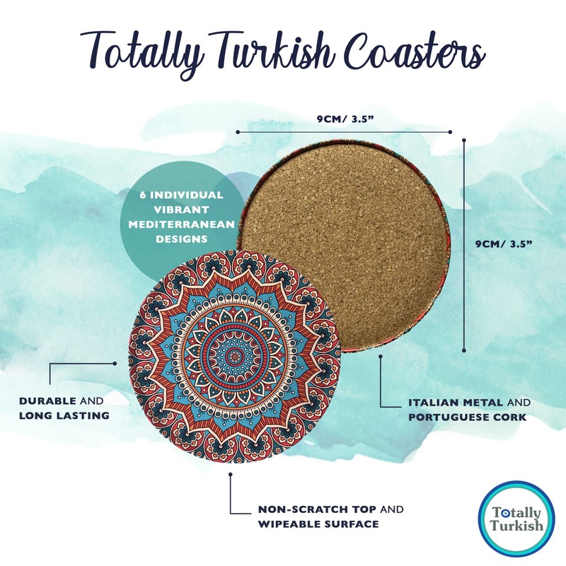 Totally Turkish – Patterned Drink Coasters Set of 6 –