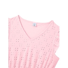 IFFEI Mommy and Me Matching Dresses Womens Eyelet Lace Ruffle Sleeve Midi Sundress for Casual Holiday Outfits Pink Girls 2T