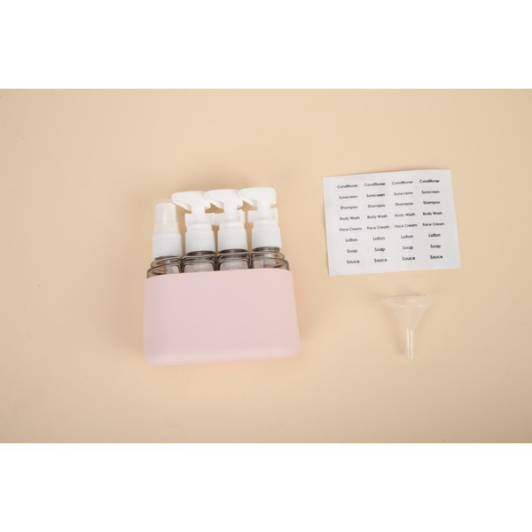 InvestSPLLC Travel Bottles 4-in-1 Pack, Leakproof, 200 ML Capacity (Pink)