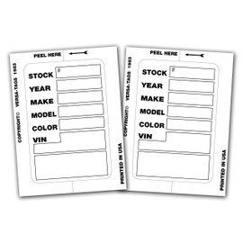 Kleer-Bak 2-Pack of 100 Stock Stickers - White - Genuine Versa-Tag Car Dealership Stock Stickers (White)