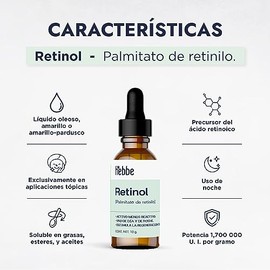 HEBBE - Retinol 10g | Combate Envejecimiento | Regula Producción Sebácea | Estimula Regeneración | Protege y Repara Daño UV | Fórmula Concentrada.