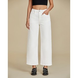 luvamia Wide Leg Jeans Woman Trendy Cropped Jeans for Women Baggy Jeans High Waisted Cream White Jeans Women Wide Legged Jeans for Women White Jeans Women High Waisted Size Small Fits Size 4 Size 6